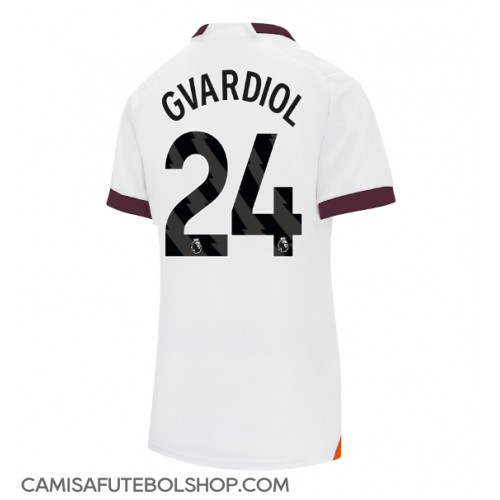 Camisa de time de futebol Manchester City Josko Gvardiol #24 Replicas 2º Equipamento Feminina 2023-24 Manga Curta